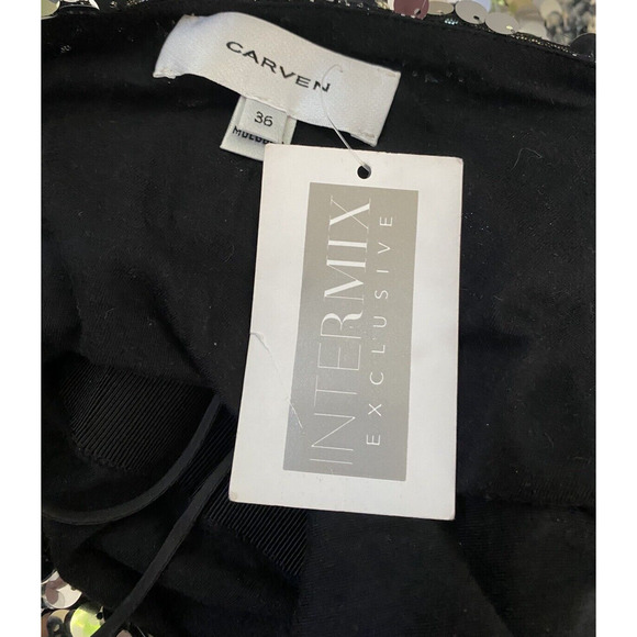 NWT Carven Sequin Dress One Shoulder Silver Metallic Asymmetric Sheath 3… - Picture 11 of 14